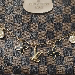 Beautiful Gold Plated Upcycled Bag Chain With Pink White And Black Accents